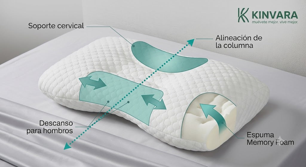 Almohada Cervical Ergonómica Kinvara™ | Descansa Sin Dolor y Despierta Renovado