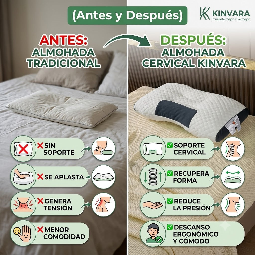Almohada Cervical Ergonómica Kinvara™ | Descansa Sin Dolor y Despierta Renovado