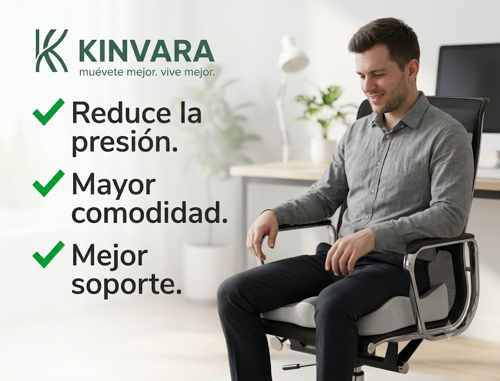 Cojín Ergonómico Memory Foam Kinvara™ | Alivia la Presión y Siéntate con Máxima Comodidad