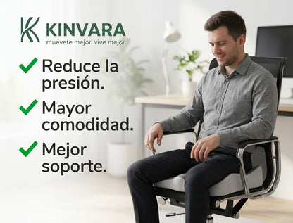 Cojín Ergonómico Memory Foam Kinvara™ | Alivia la Presión y Siéntate con Máxima Comodidad