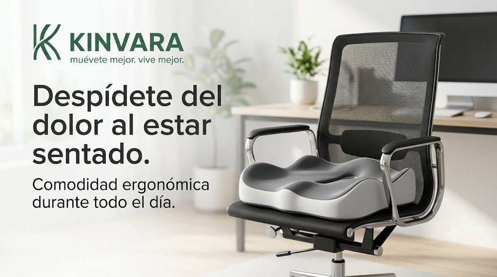 Cojín Ergonómico Memory Foam Kinvara™ | Alivia la Presión y Siéntate con Máxima Comodidad