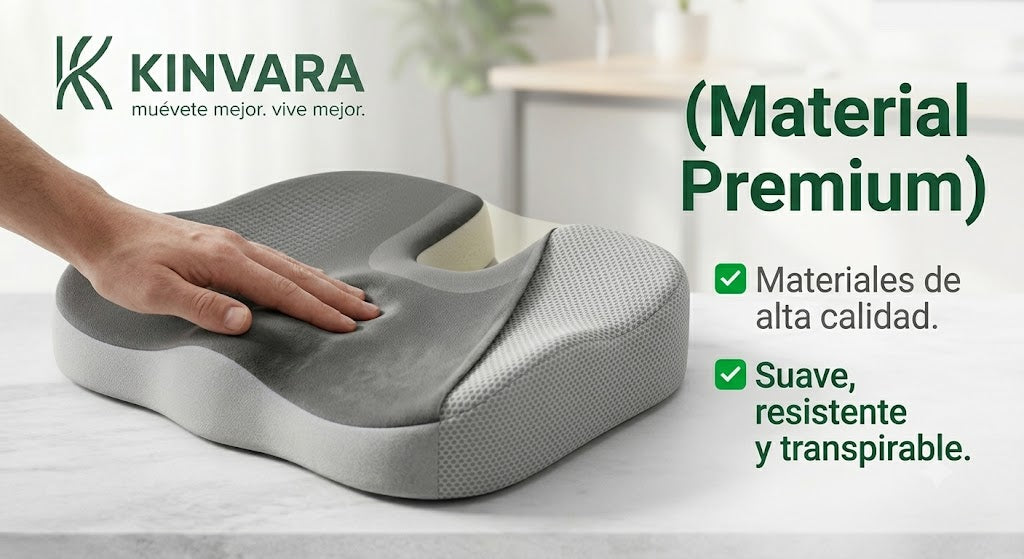 Cojín Ergonómico Memory Foam Kinvara™ | Alivia la Presión y Siéntate con Máxima Comodidad