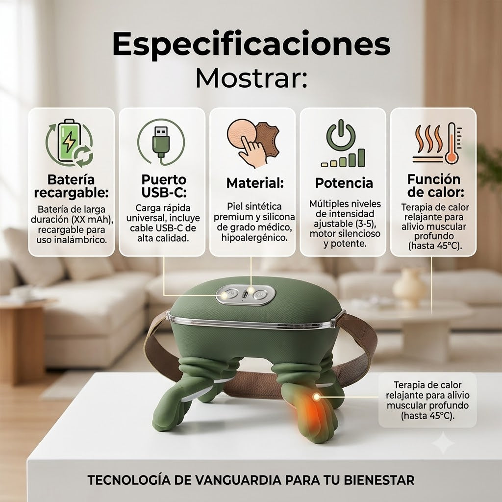 Masajeador Inteligente Kinvara™ DeepRelax | Alivio Muscular con Calor y Masaje de Amasamiento