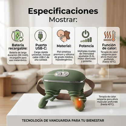 Masajeador Inteligente Kinvara™ DeepRelax | Alivio Muscular con Calor y Masaje de Amasamiento