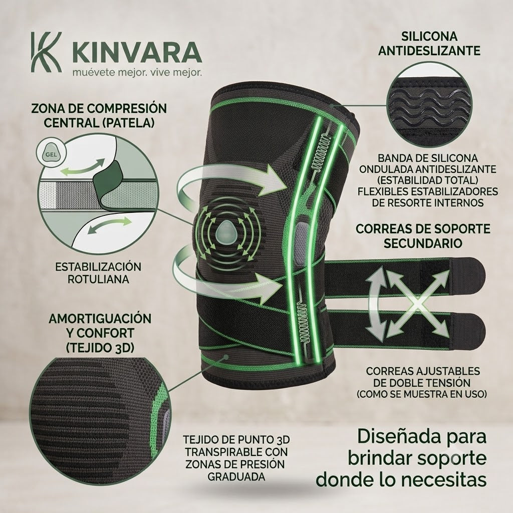 Rodillera Ortopédica Ajustable Kinvara™ | Soporte y Estabilidad para Cada Movimiento