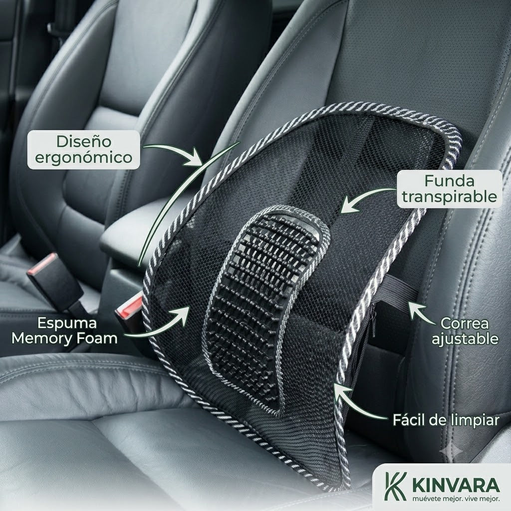 Soporte Lumbar Ergonómico Kinvara™ | Comodidad Inteligente para tu Espalda