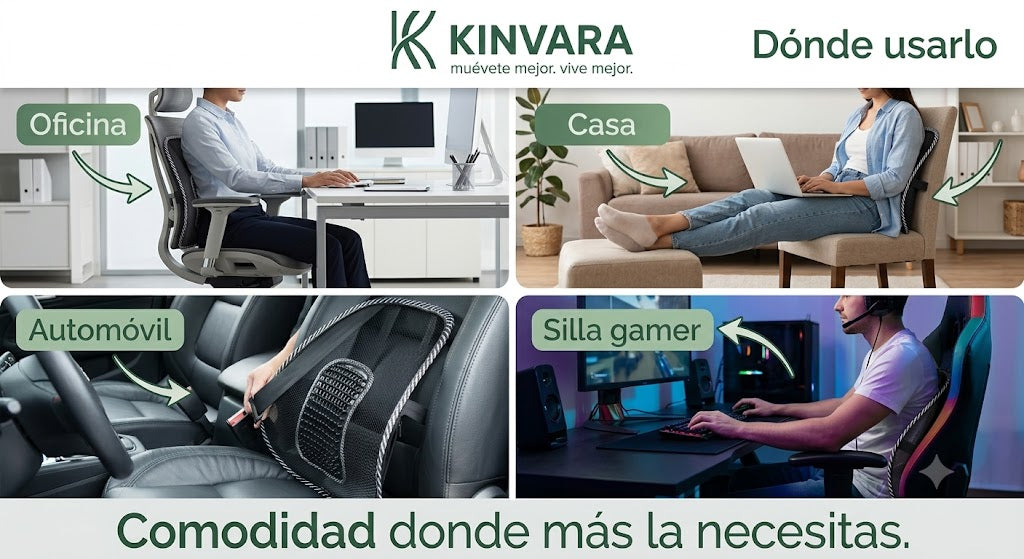 Soporte Lumbar Ergonómico Kinvara™ | Comodidad Inteligente para tu Espalda