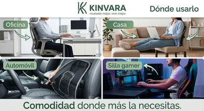 Soporte Lumbar Ergonómico Kinvara™ | Comodidad Inteligente para tu Espalda