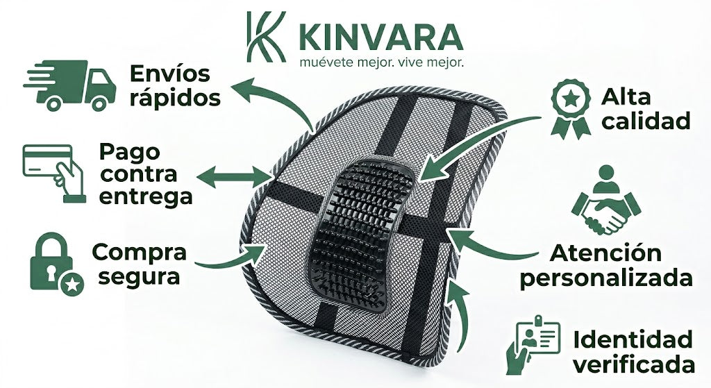 Soporte Lumbar Ergonómico Kinvara™ | Comodidad Inteligente para tu Espalda