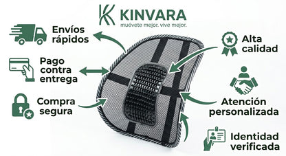 Soporte Lumbar Ergonómico Kinvara™ | Comodidad Inteligente para tu Espalda